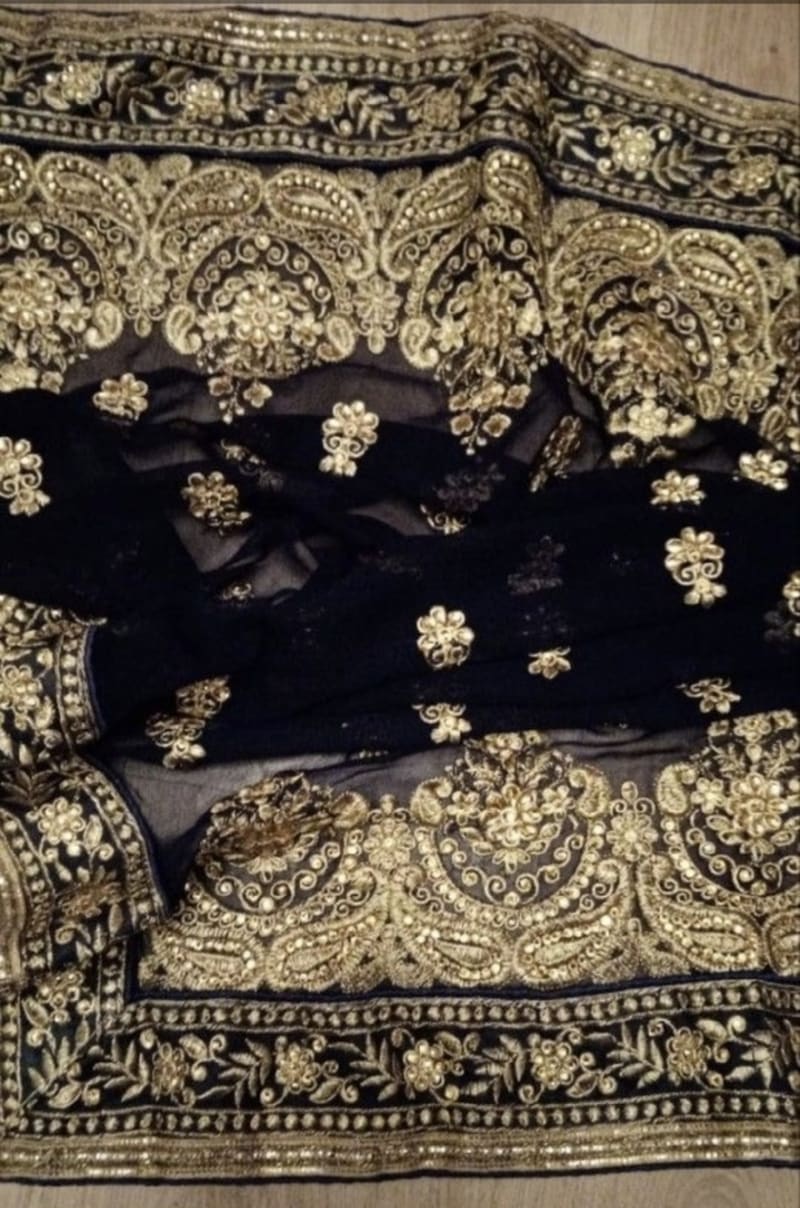 Шифоновое сари (фиолетовое) - фото 8