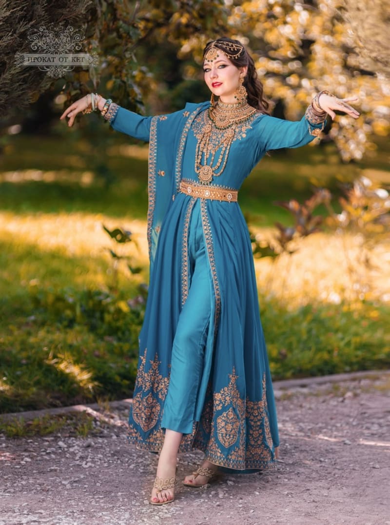 Восточное платье (бирюзовое) - фото 4