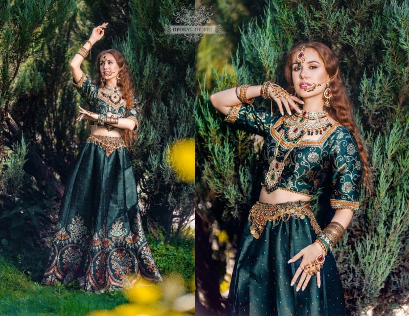 Комплект из юбки и топа в зелёном звете, Индия - фото 5