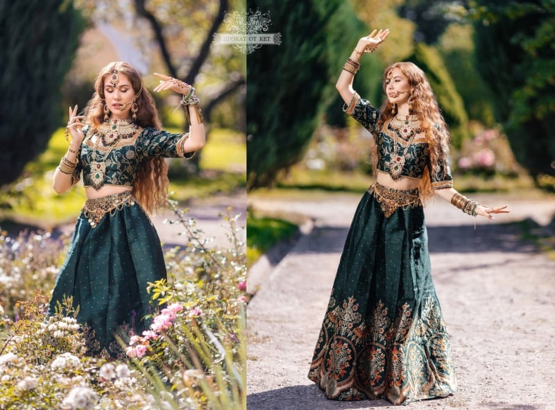 Комплект из юбки и топа в зелёном звете, Индия - фото 6