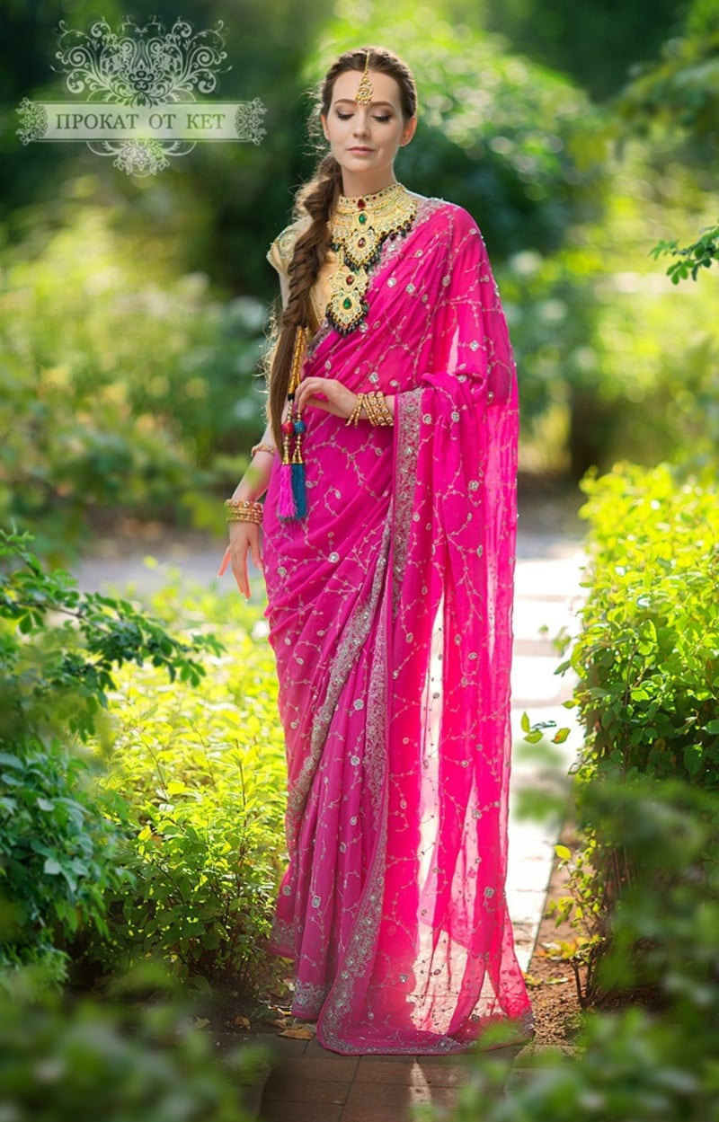 Винтажное сари (розовое) - фото 3