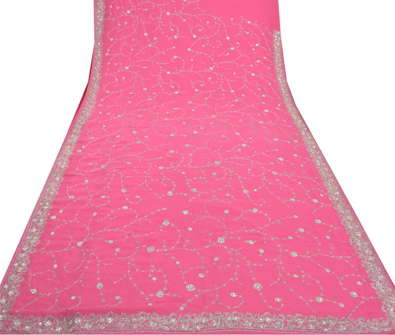 Винтажное сари (розовое) - фото 6