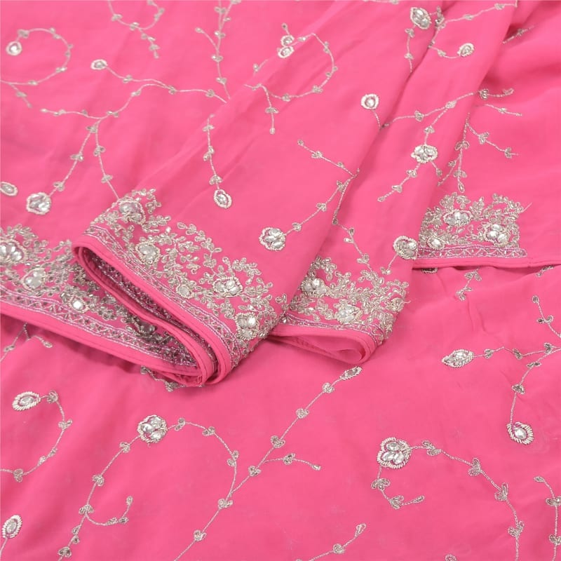 Винтажное сари (розовое) - фото 8