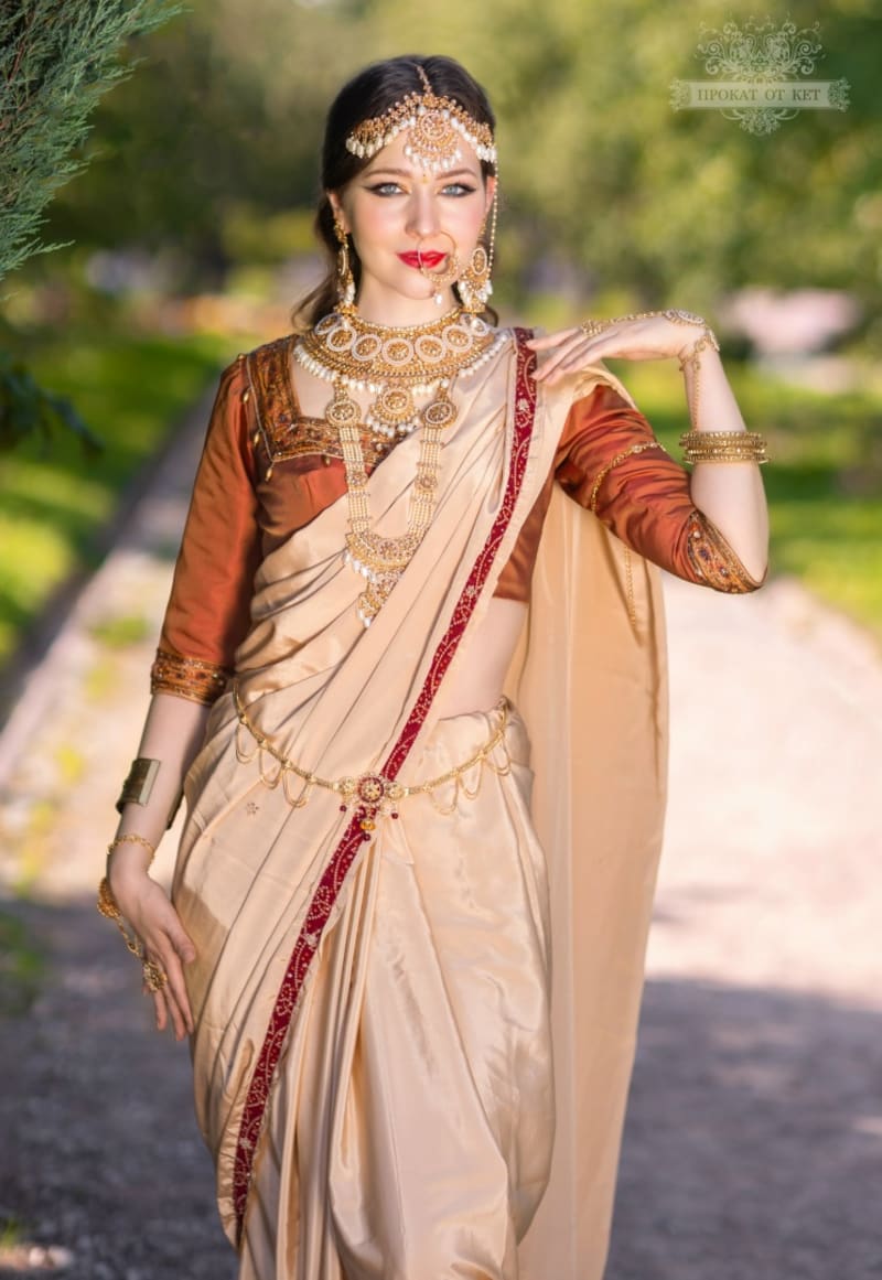 Шёлковое сари, оттенок Молоко - фото 3