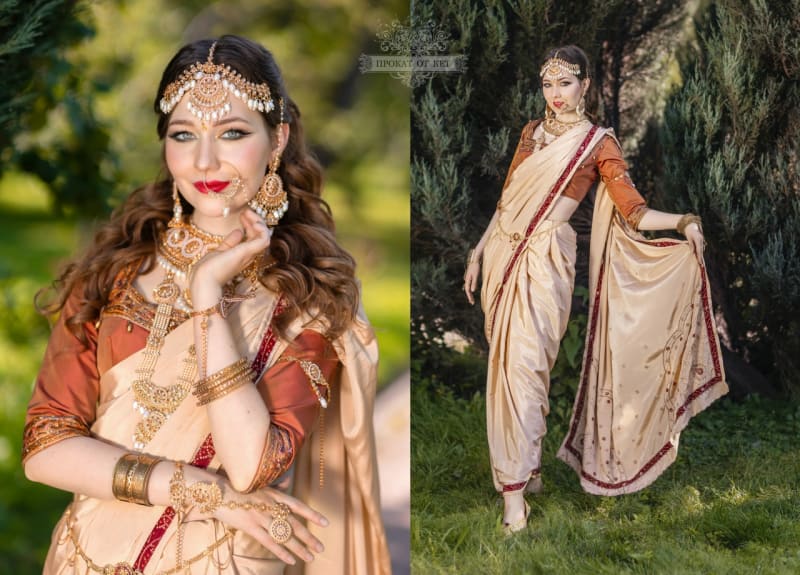 Шёлковое сари, оттенок Молоко - фото 4