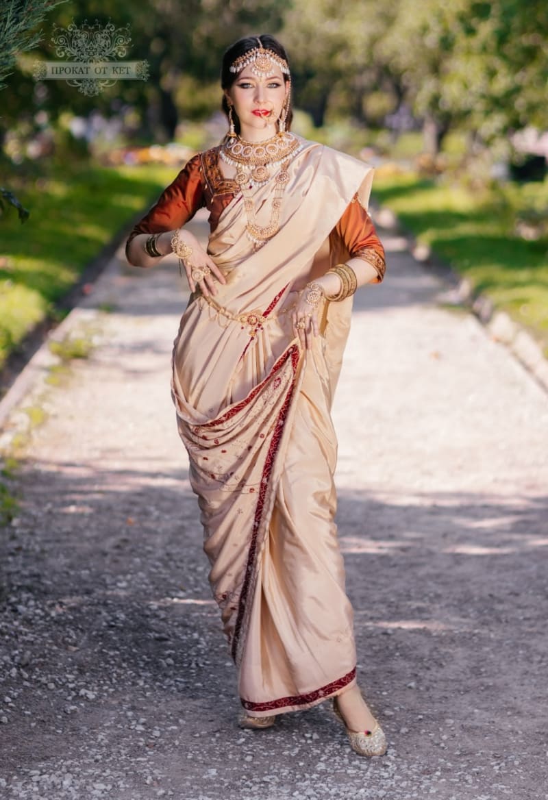 Шёлковое сари, оттенок Молоко - фото 5