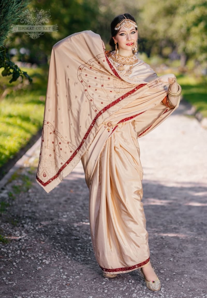 Шёлковое сари, оттенок Молоко - фото 6