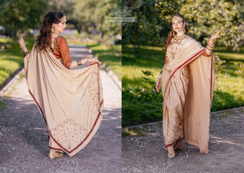 Шёлковое сари, оттенок Молоко - фото 8