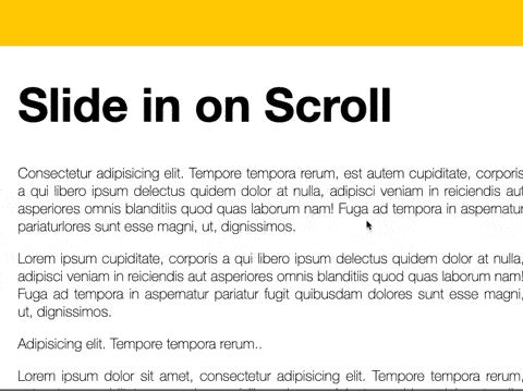 A GIF image showing a demo of images appearing just on scrolling