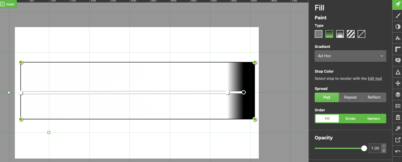 Screenshot of a gradient that will be the mask of animal graphics