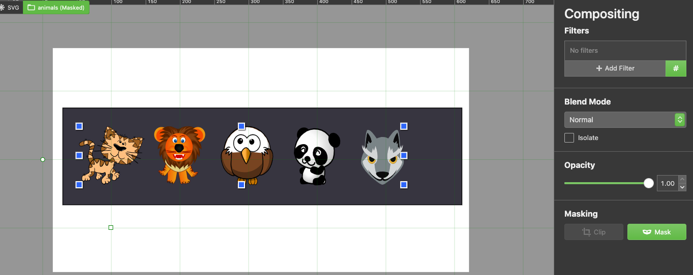 Screenshot of masking the images with the gradient