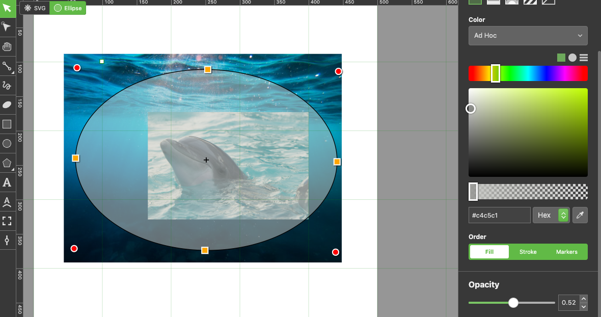 Creating an ellipse in Boxy SVG to use it as a masking shape for the photos