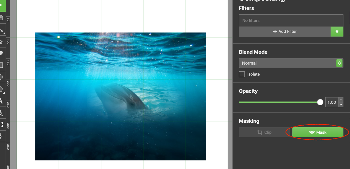 Applying the mask to photos in the Boxy SVG editor