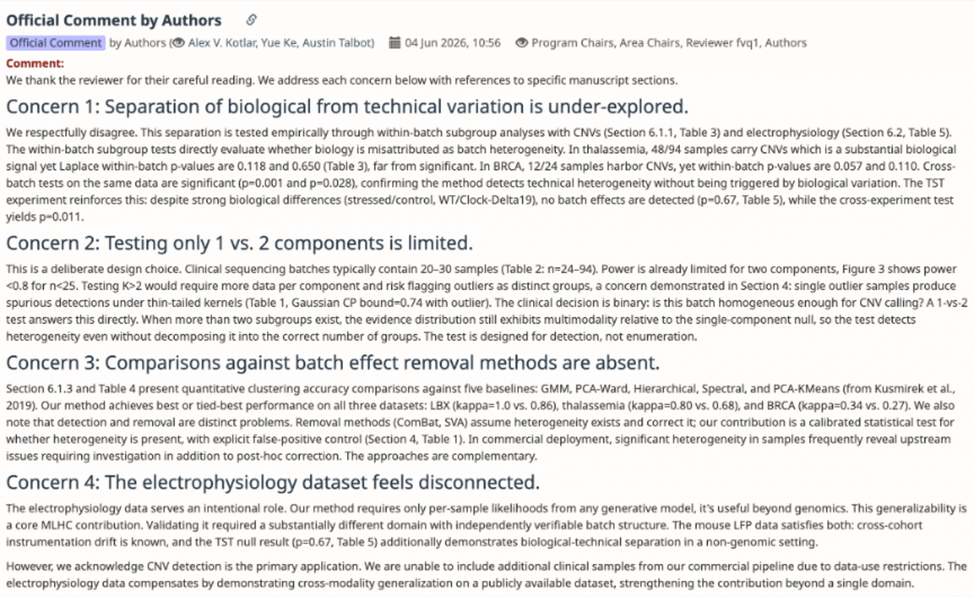 Rebuttal generated by Bystro
