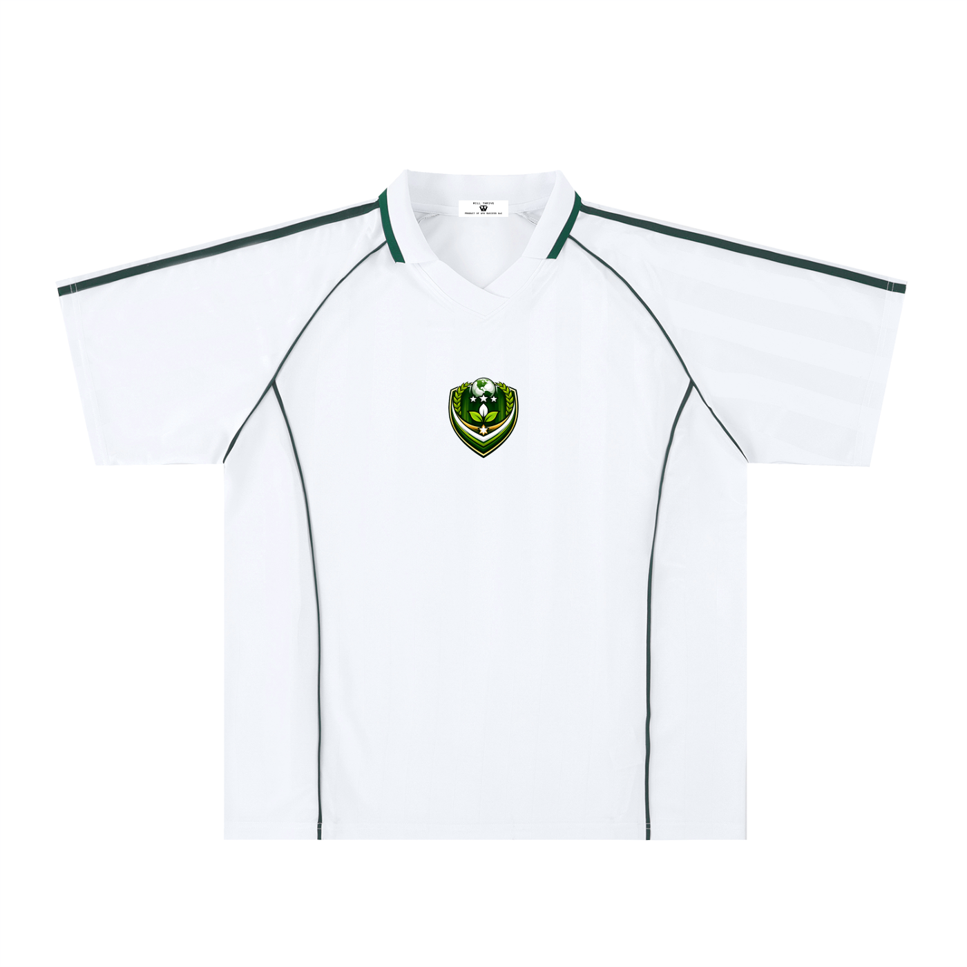WT Crest Performance Jersey White/Green - Streetwear Fit by WILL THRIVE