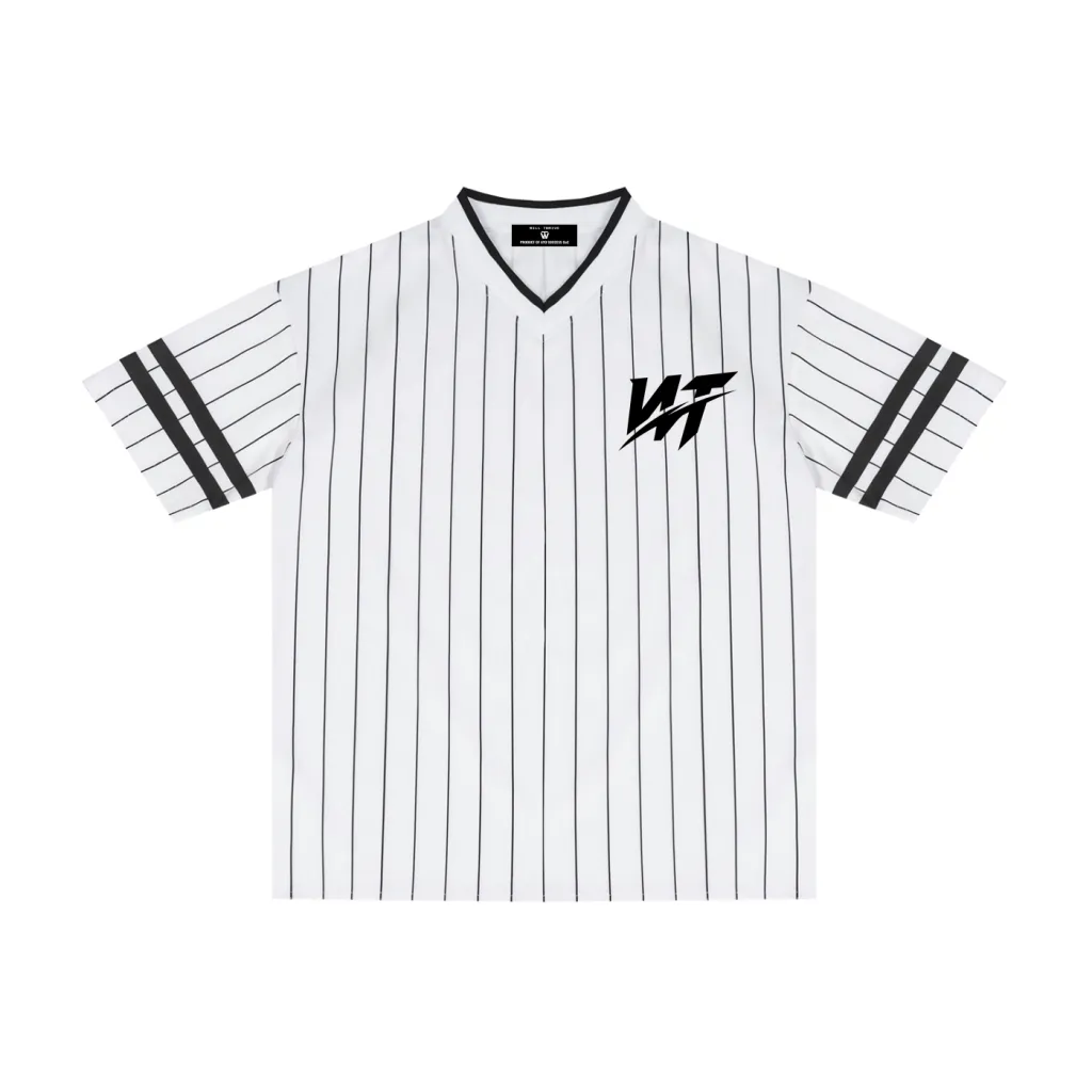 WT Pinstripe Jersey White/Black - Streetwear Fit by WILL THRIVE