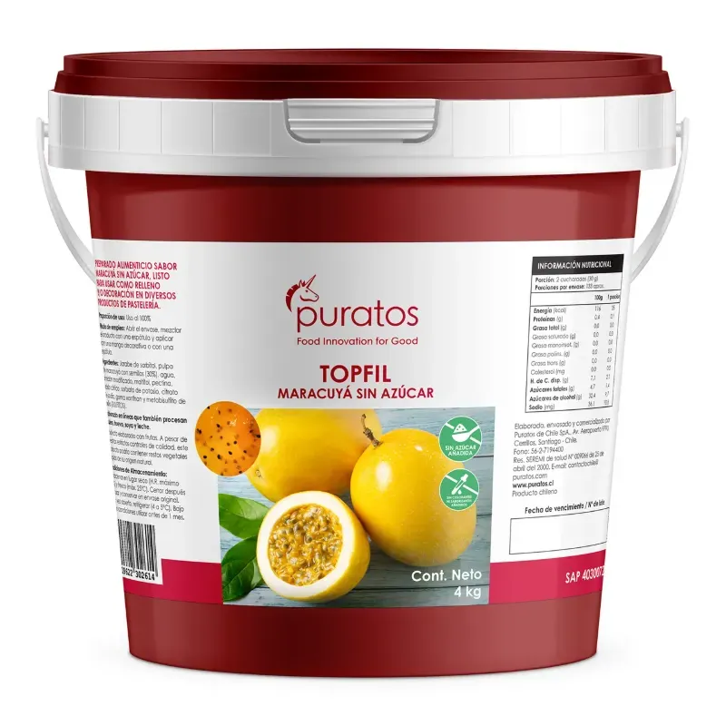 Balde Topfil Maracuyá S/A 4 kg Puratos