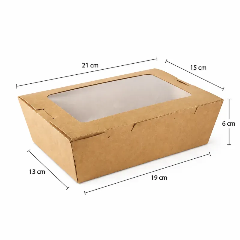 Caja Kraft con Ventana 1600 ml