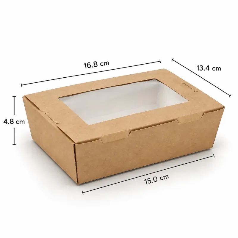 Caja Kraft con Ventana 900 ml