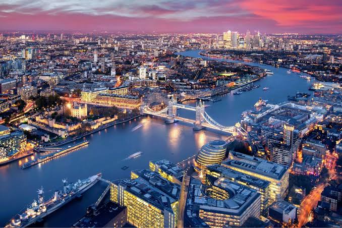 Central London skyline and streets