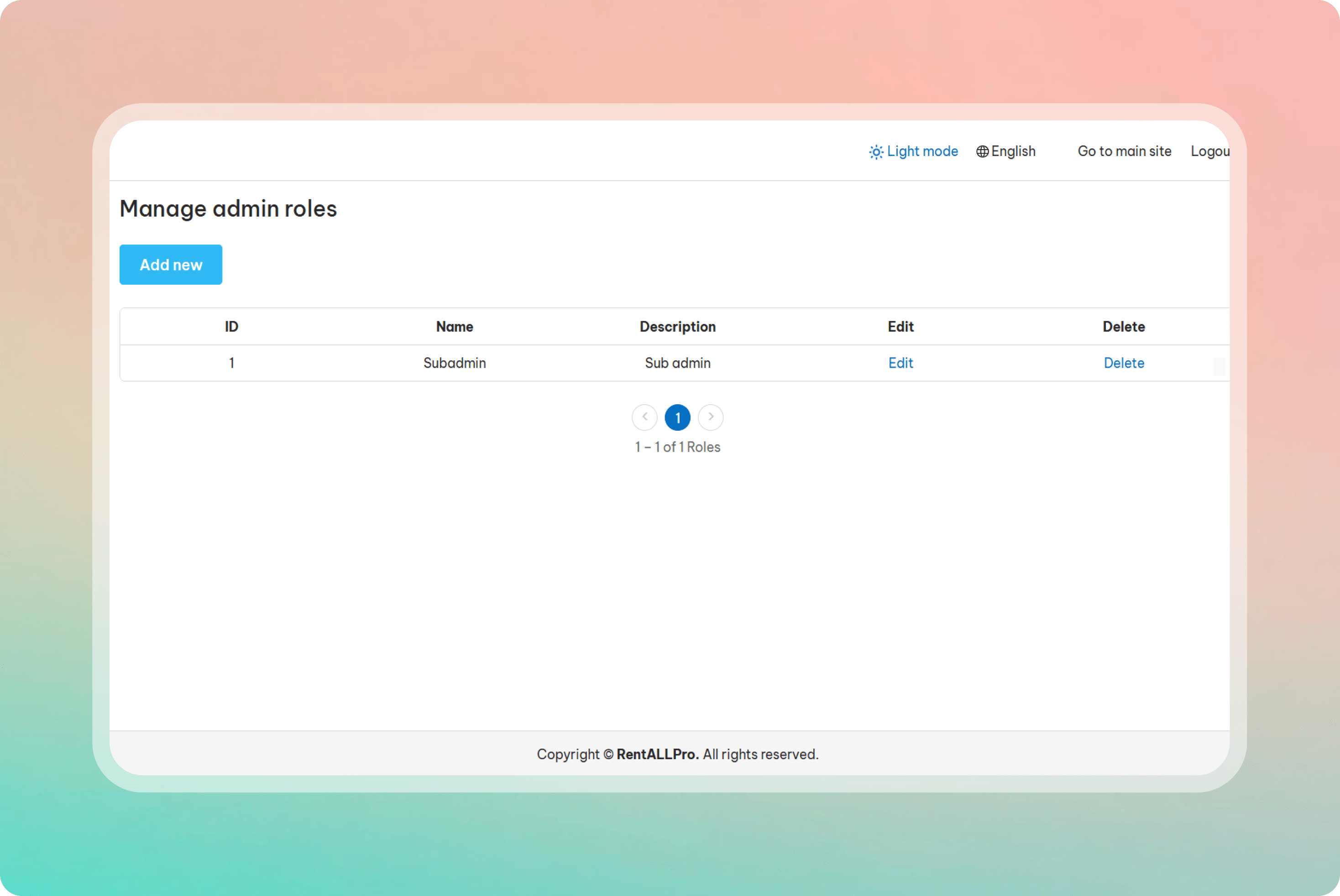 Manage admin