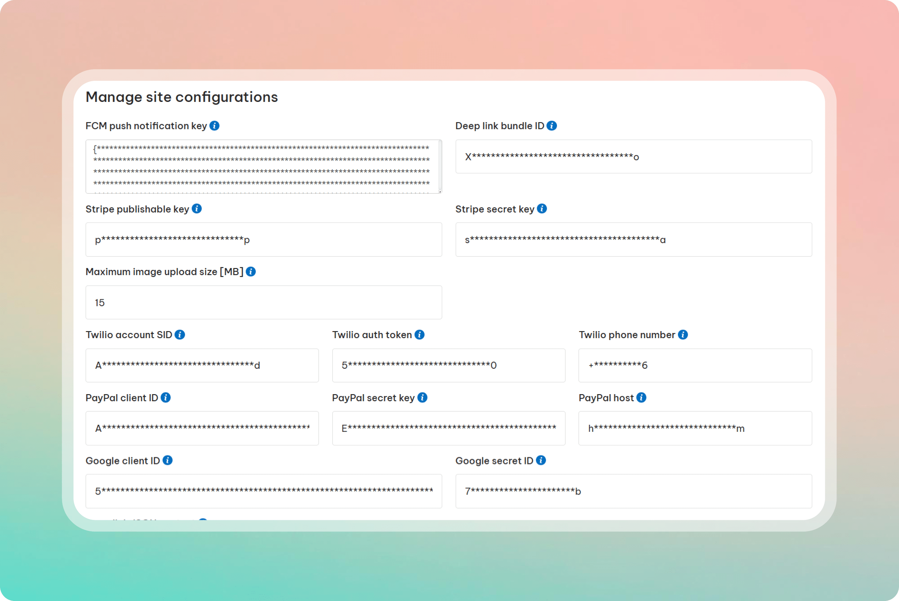 Manage site configuration