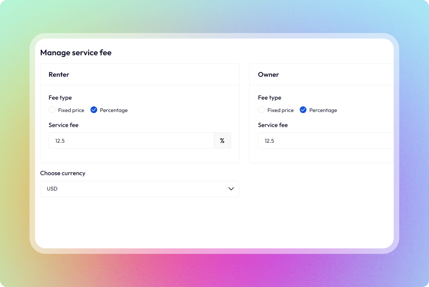 Set up service fees
