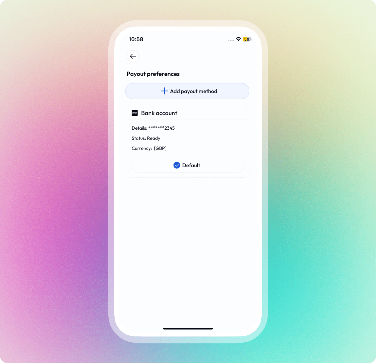 Manage payout options