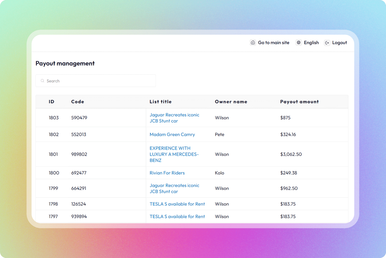 Manage owner payouts