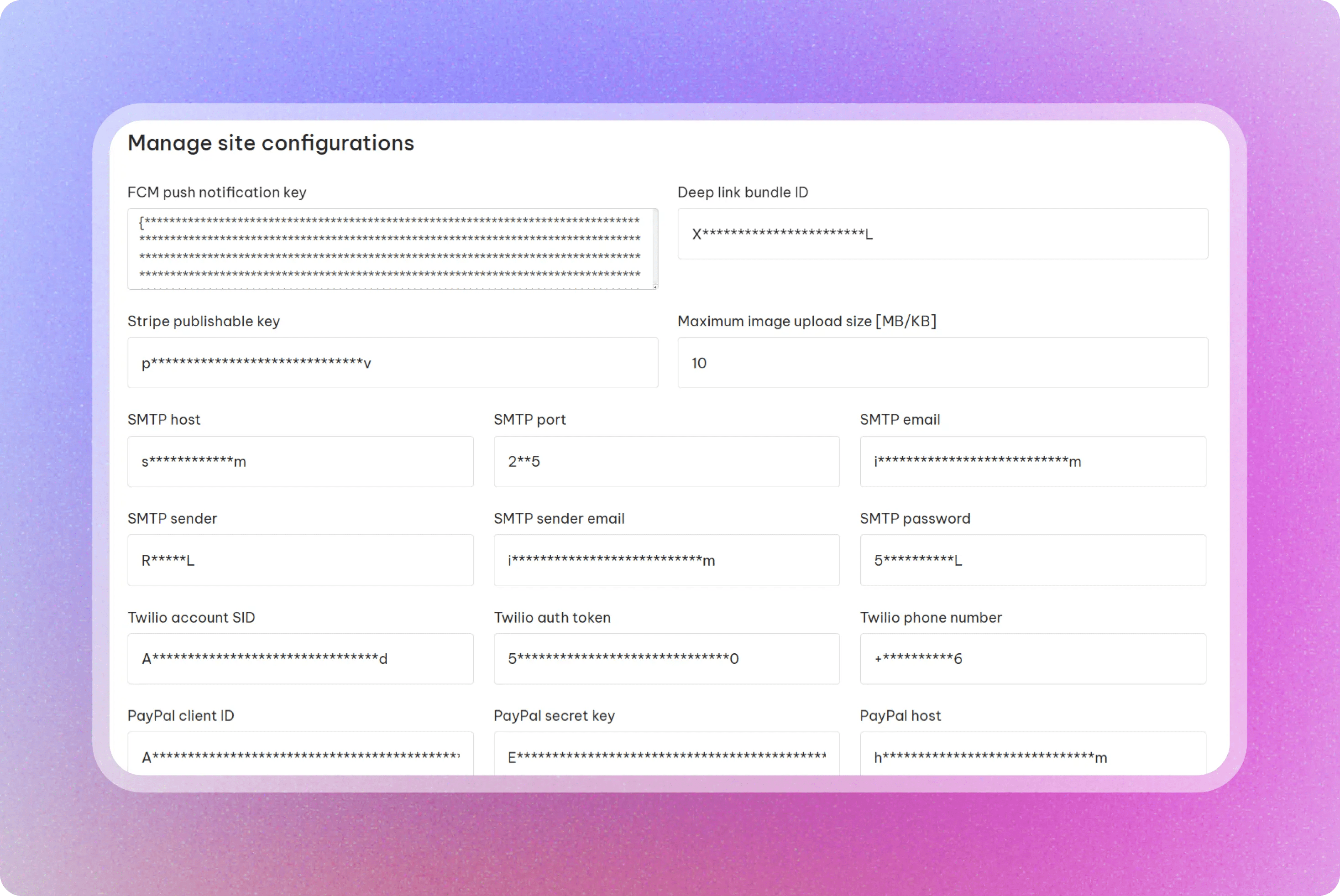 Manage site configuration