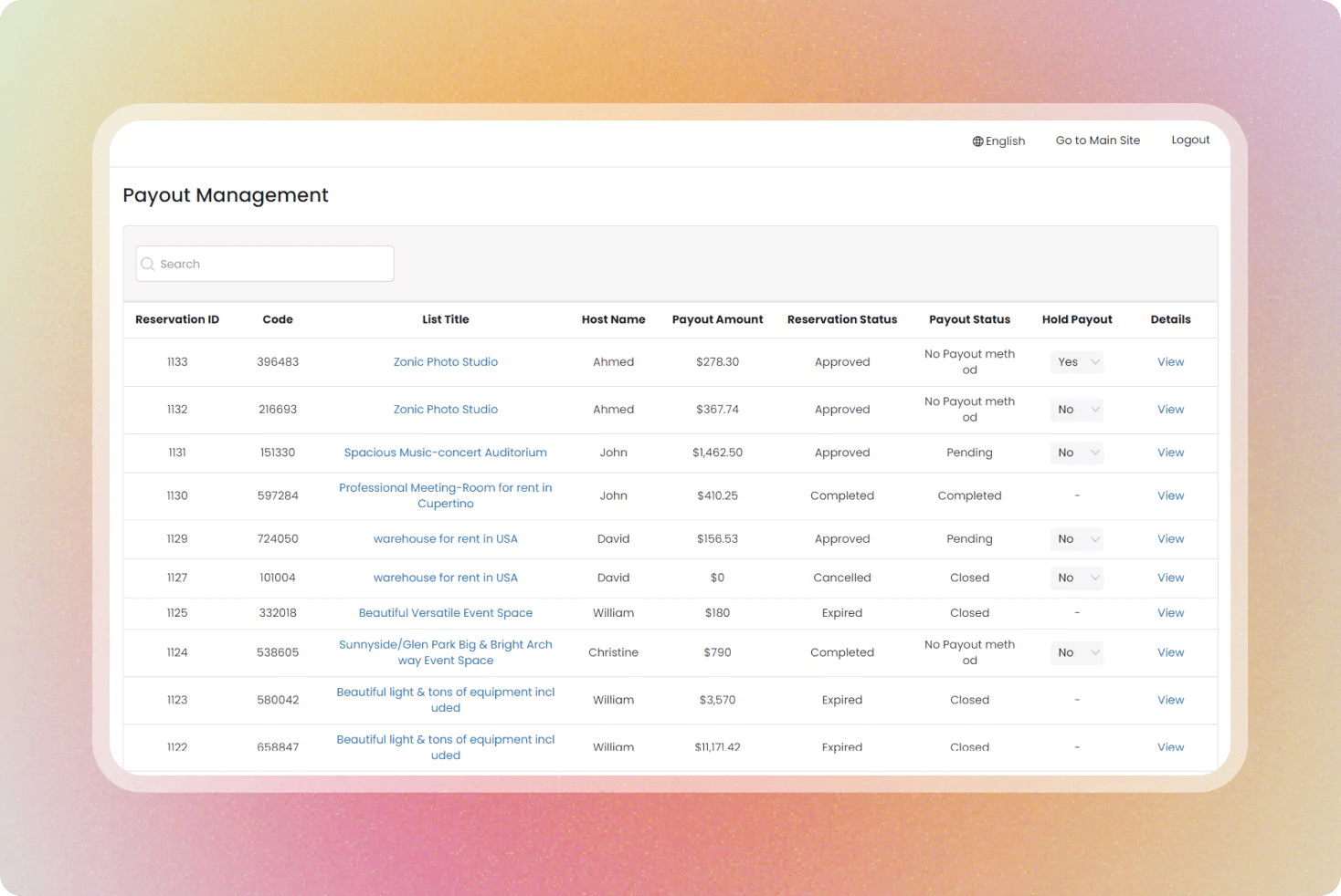 Payout management