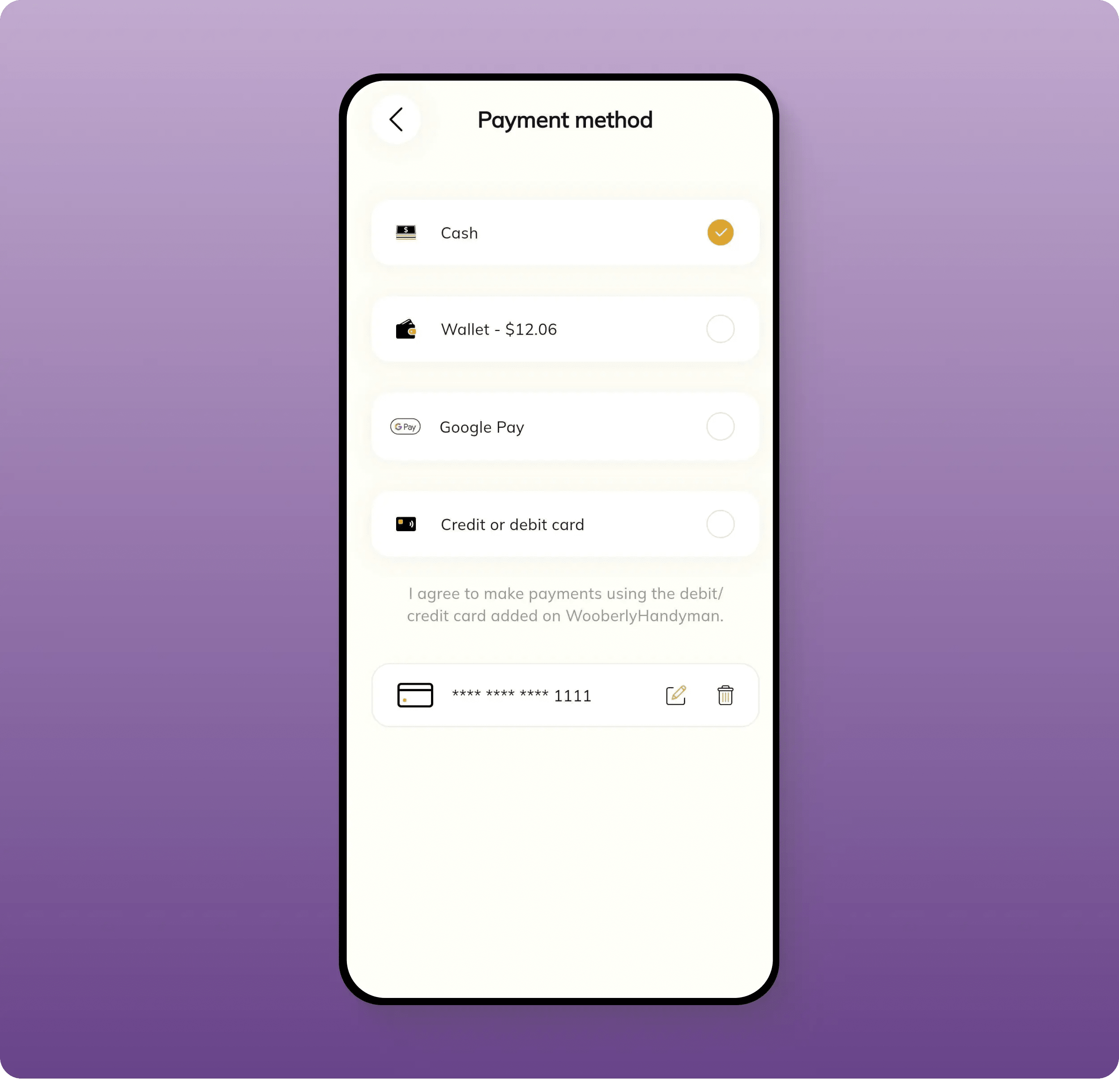Multiple payment options