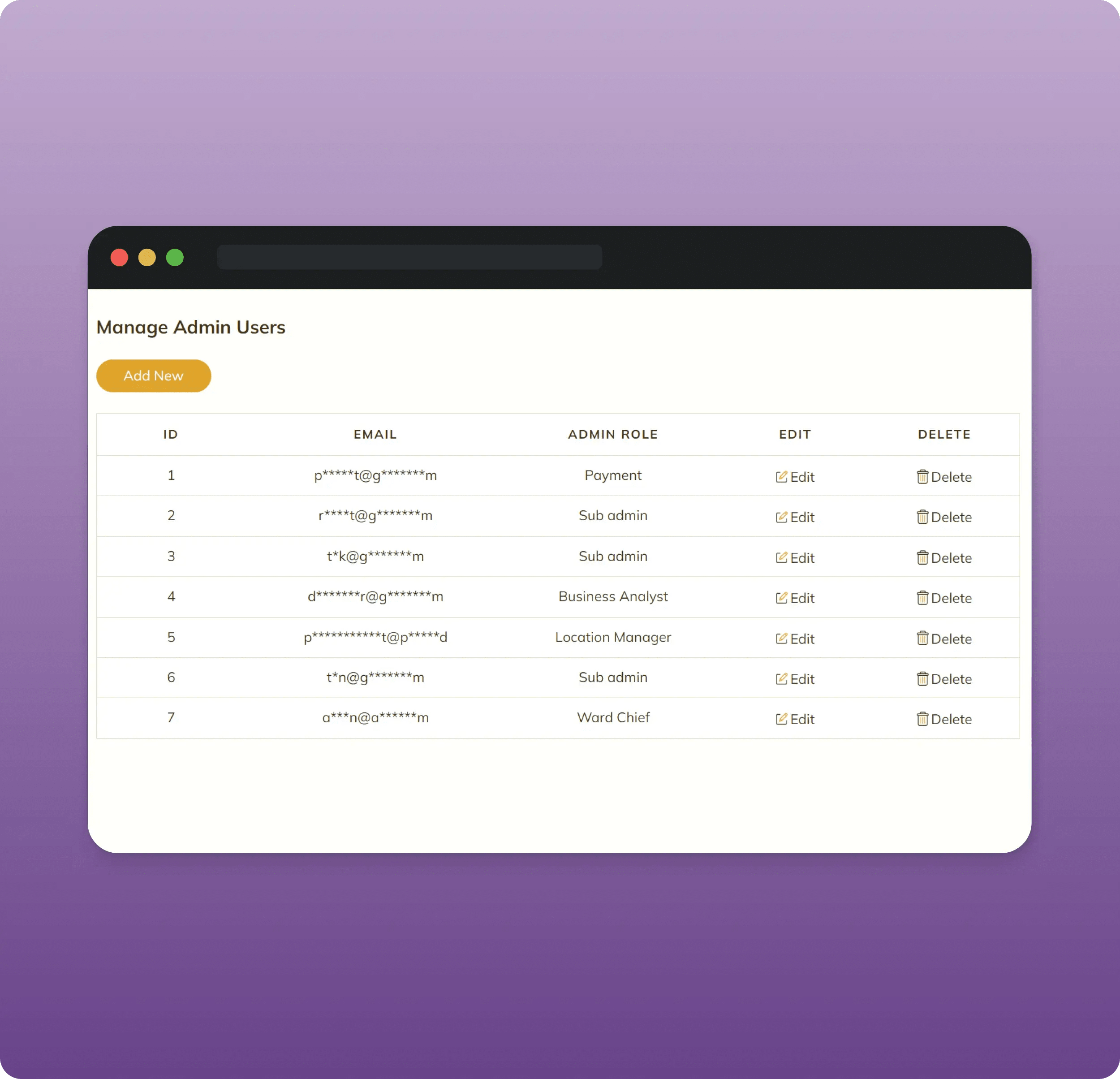 Manage admins