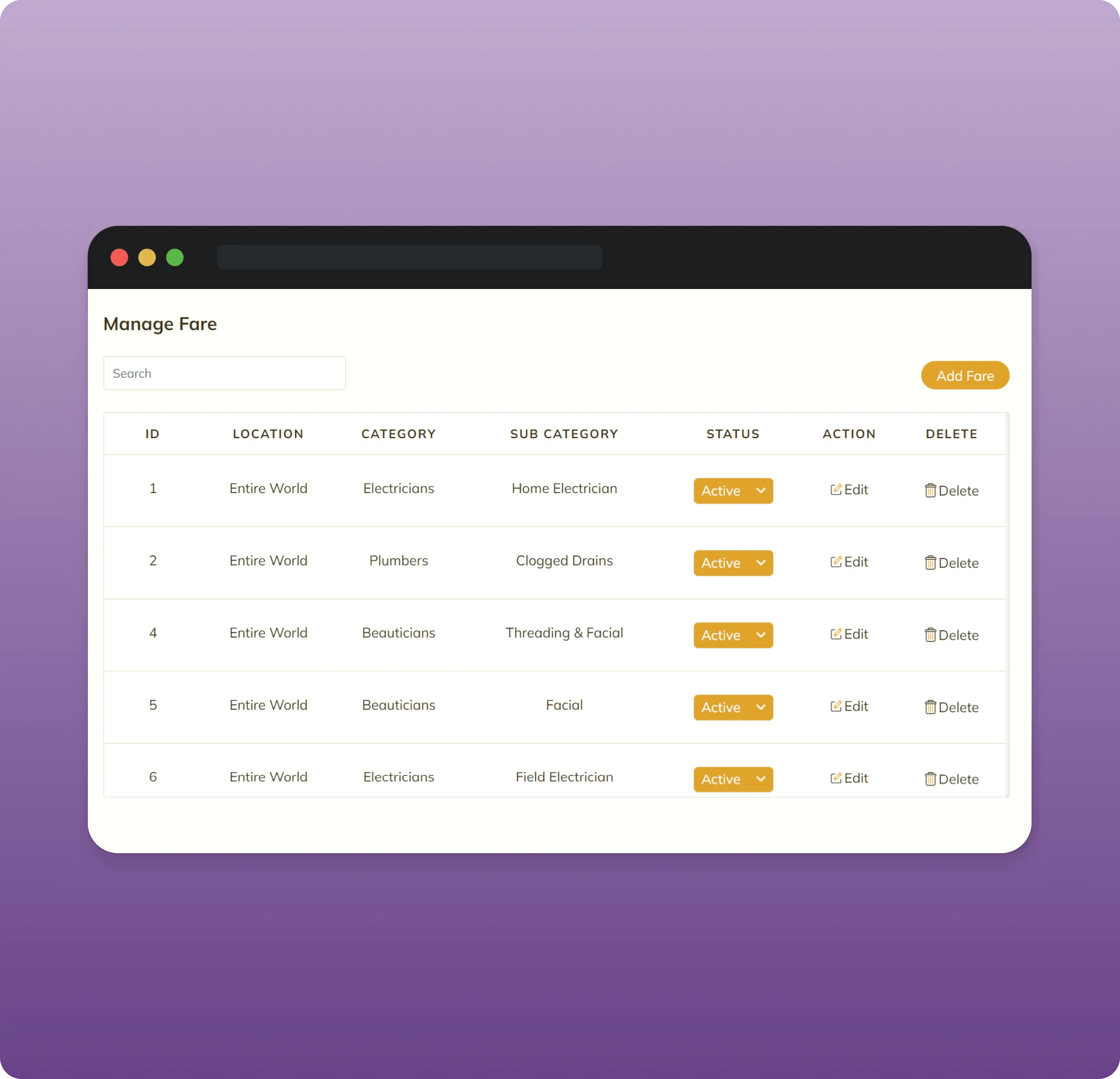 Manage fare