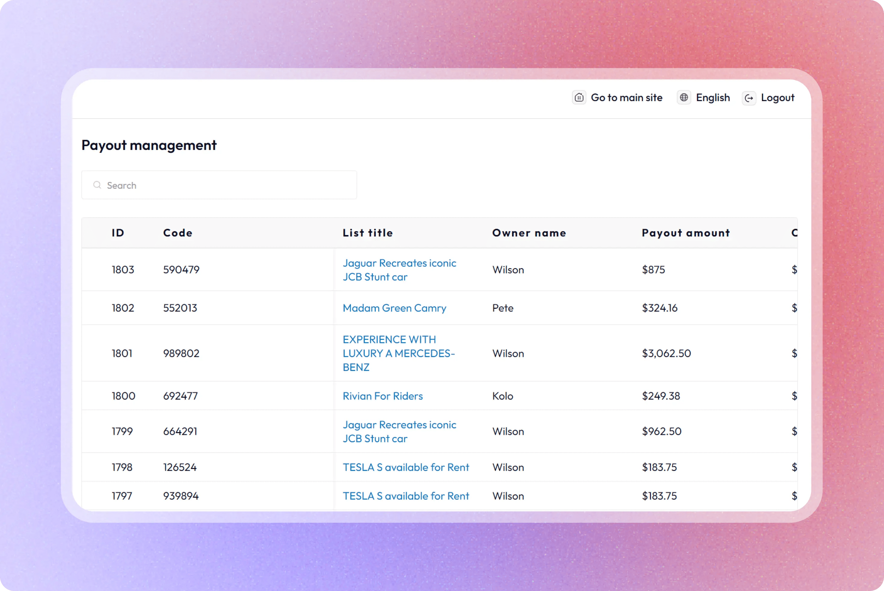 Payout management