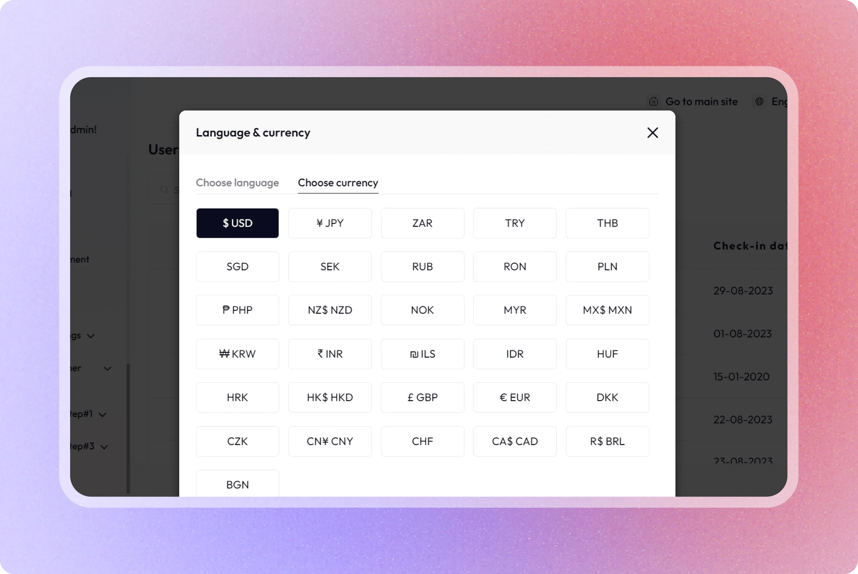 Manage currency
