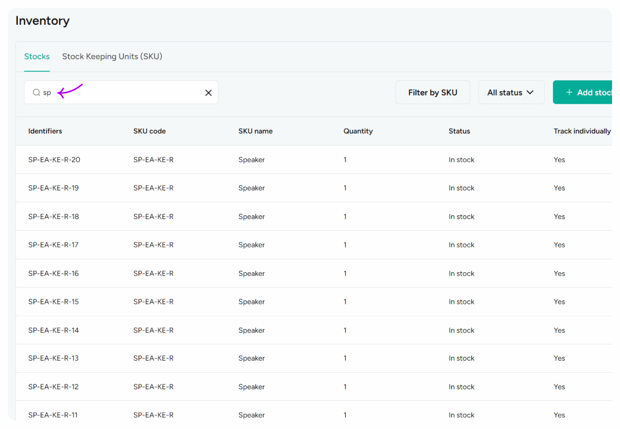 Search Inventory by identifiers