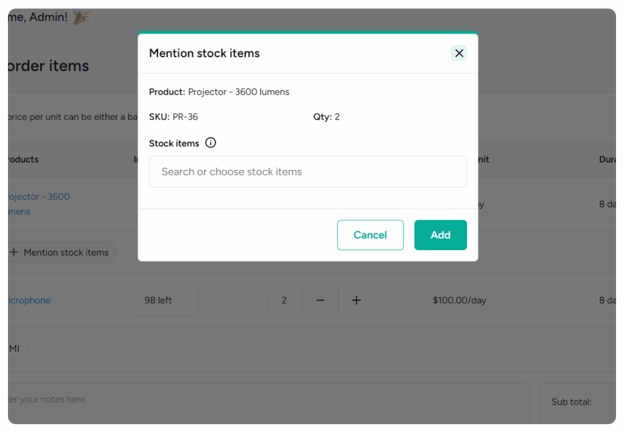 Mention the outgoing stock