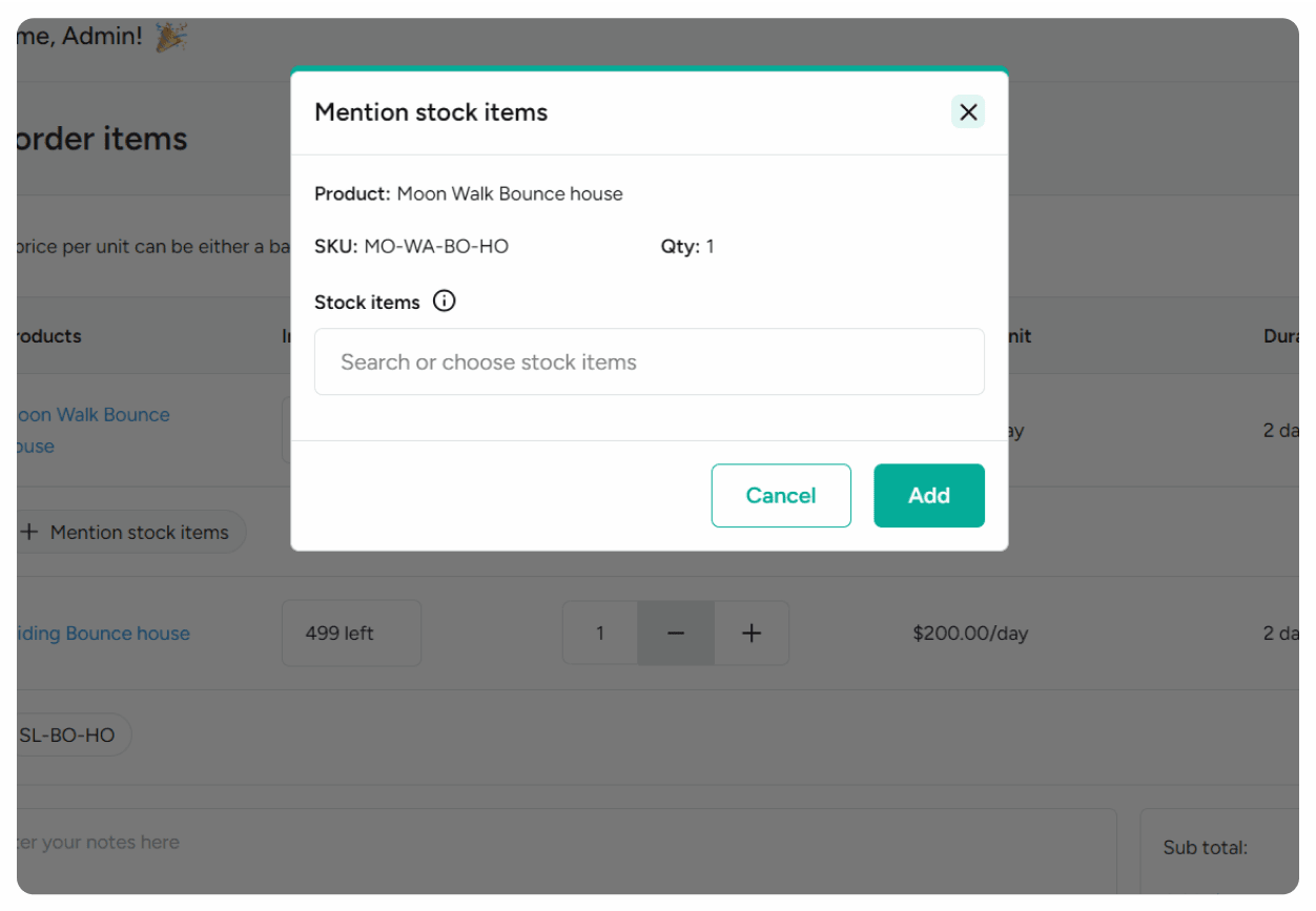 Mention the outgoing stock