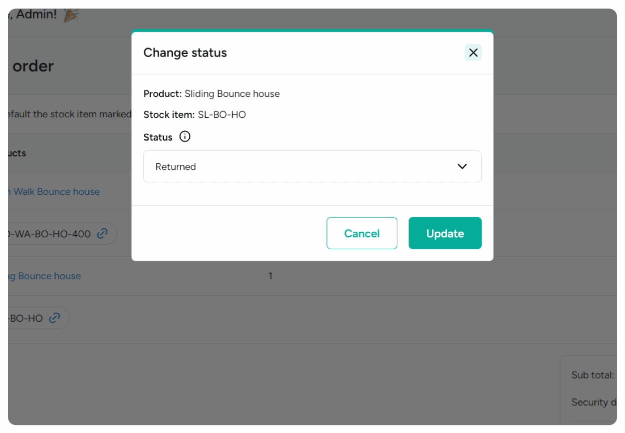 Update the incoming stock status