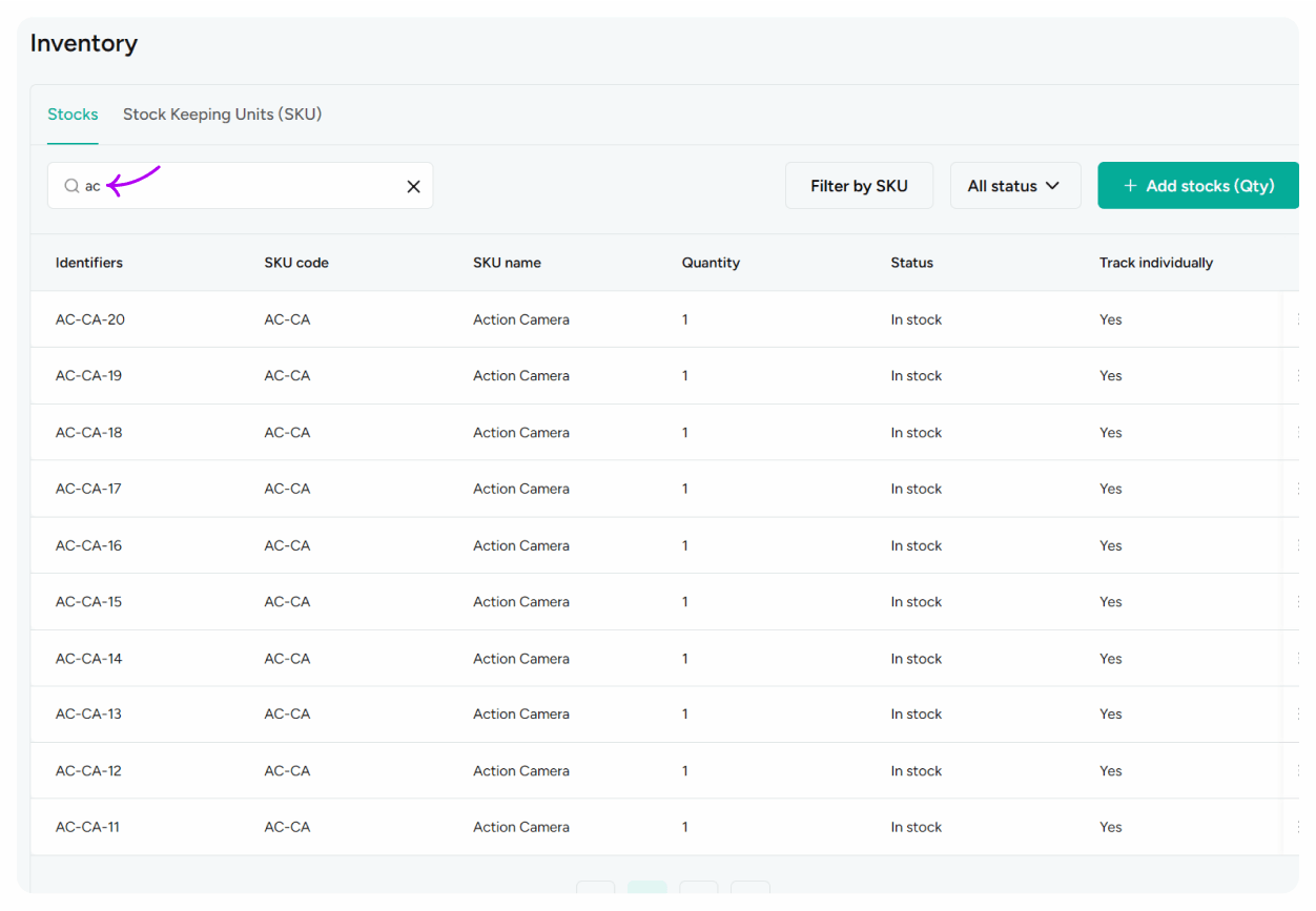 Search Inventory by identifiers