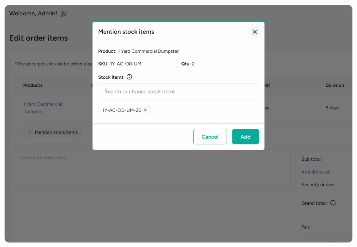 Mention the outgoing stock