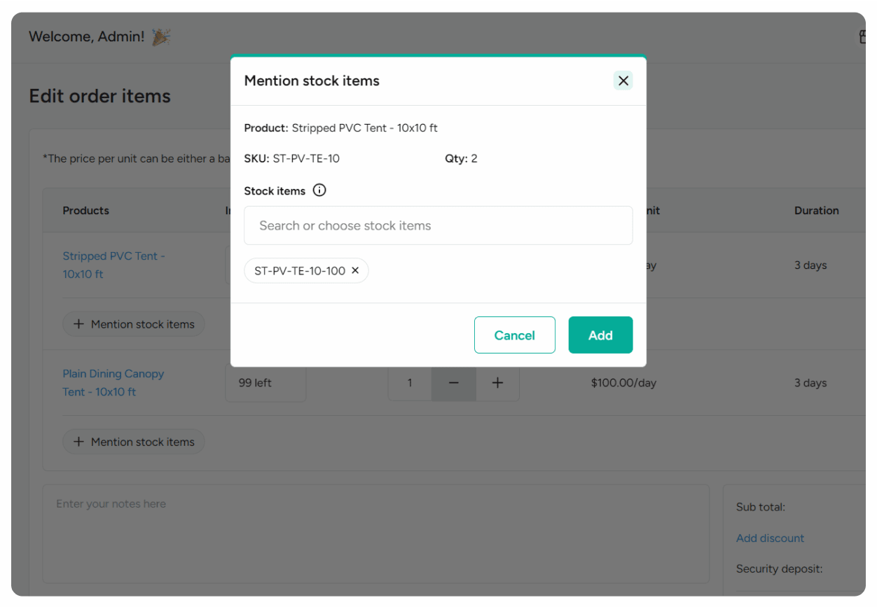 Mention the outgoing stock