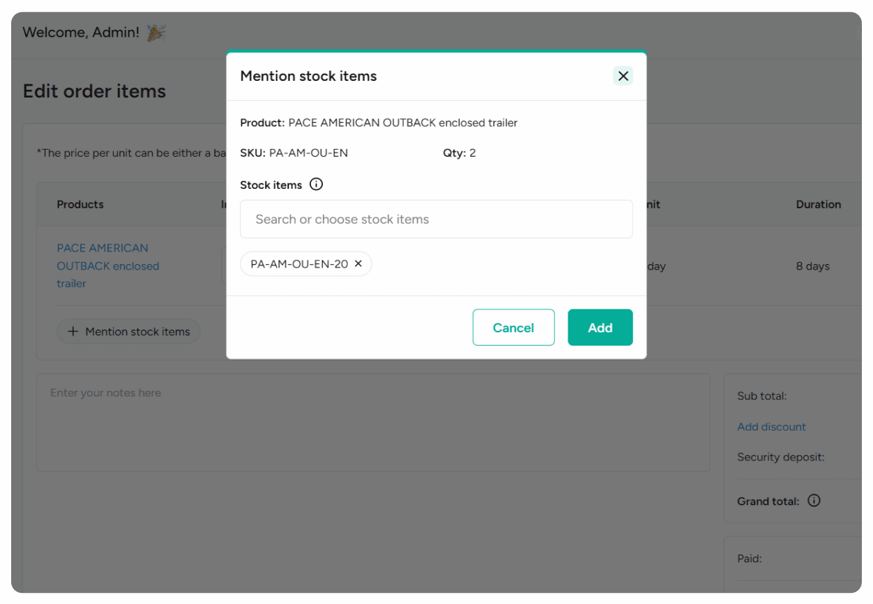 Mention the outgoing stock