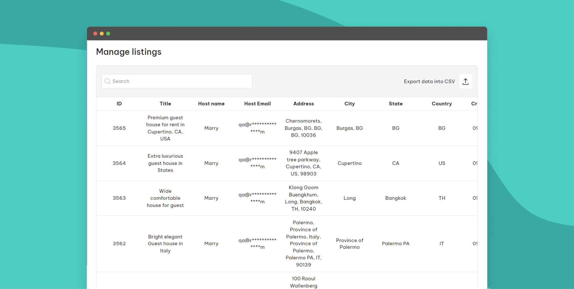 Manage listings