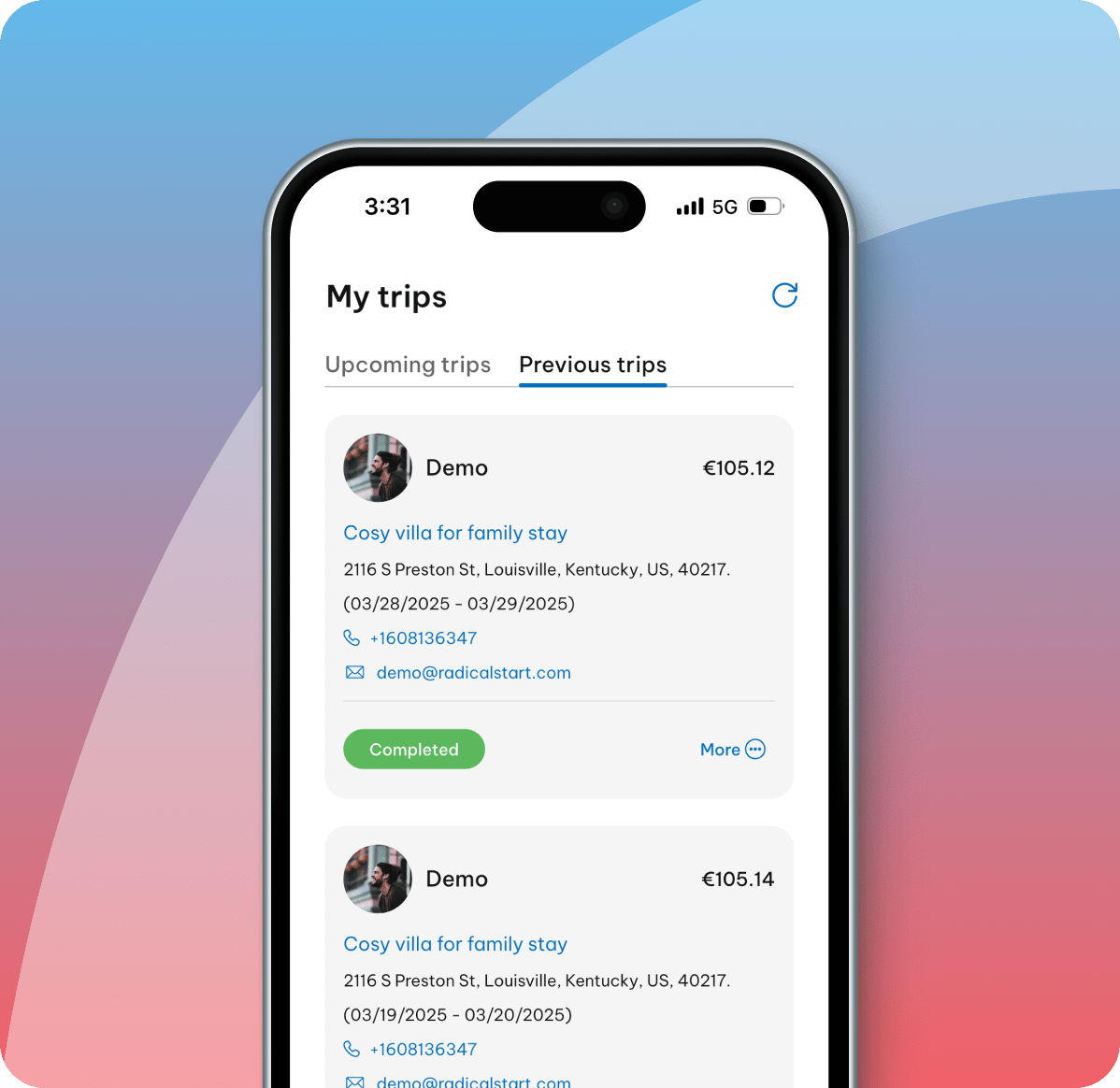 View past and upcoming bookings