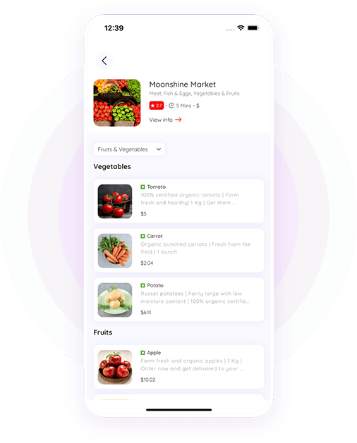 WooberlyGrocery app screen