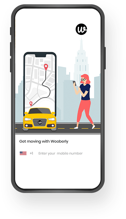 Wooberly taxi booking app screens