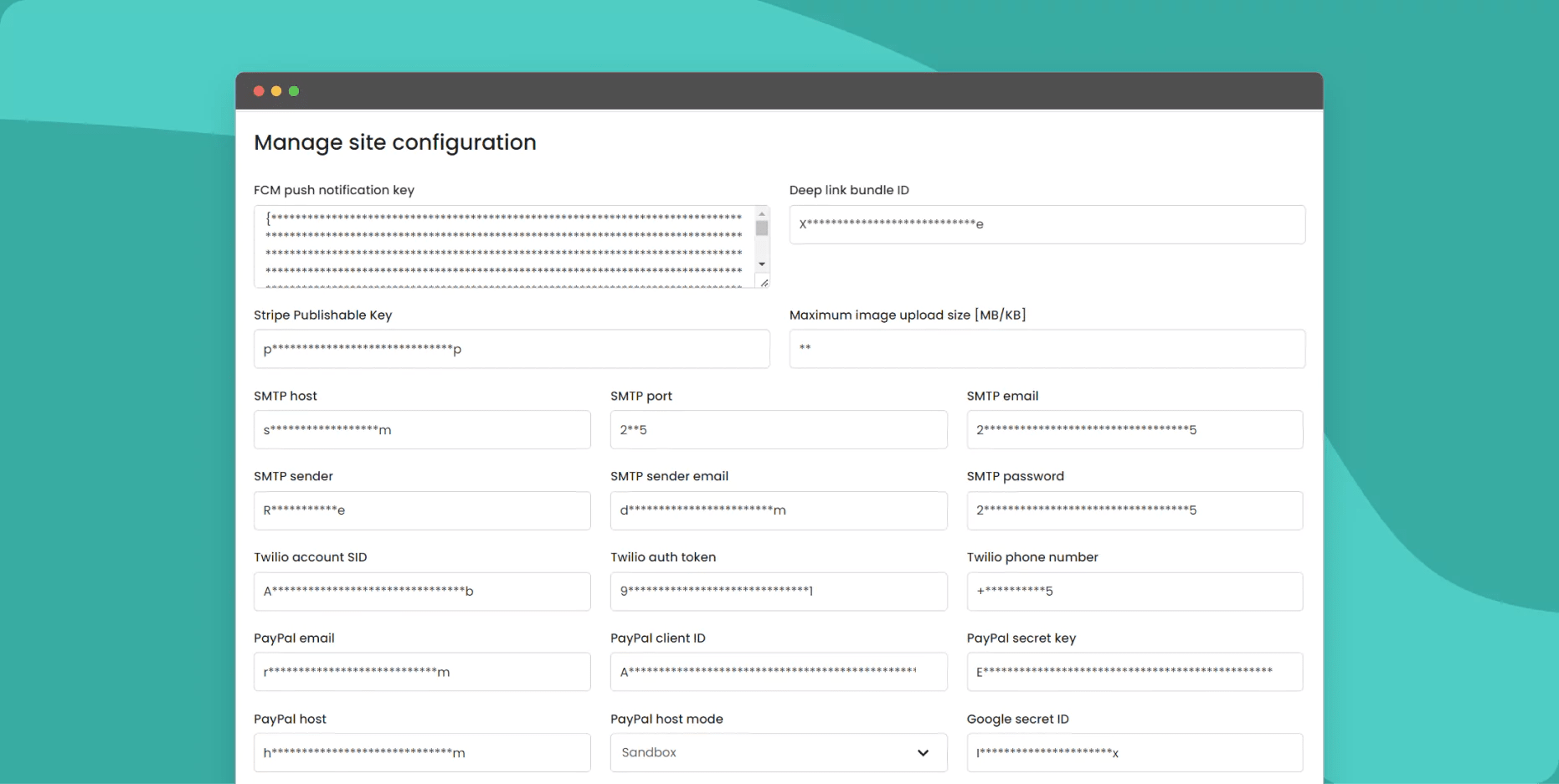 Manage site configurations