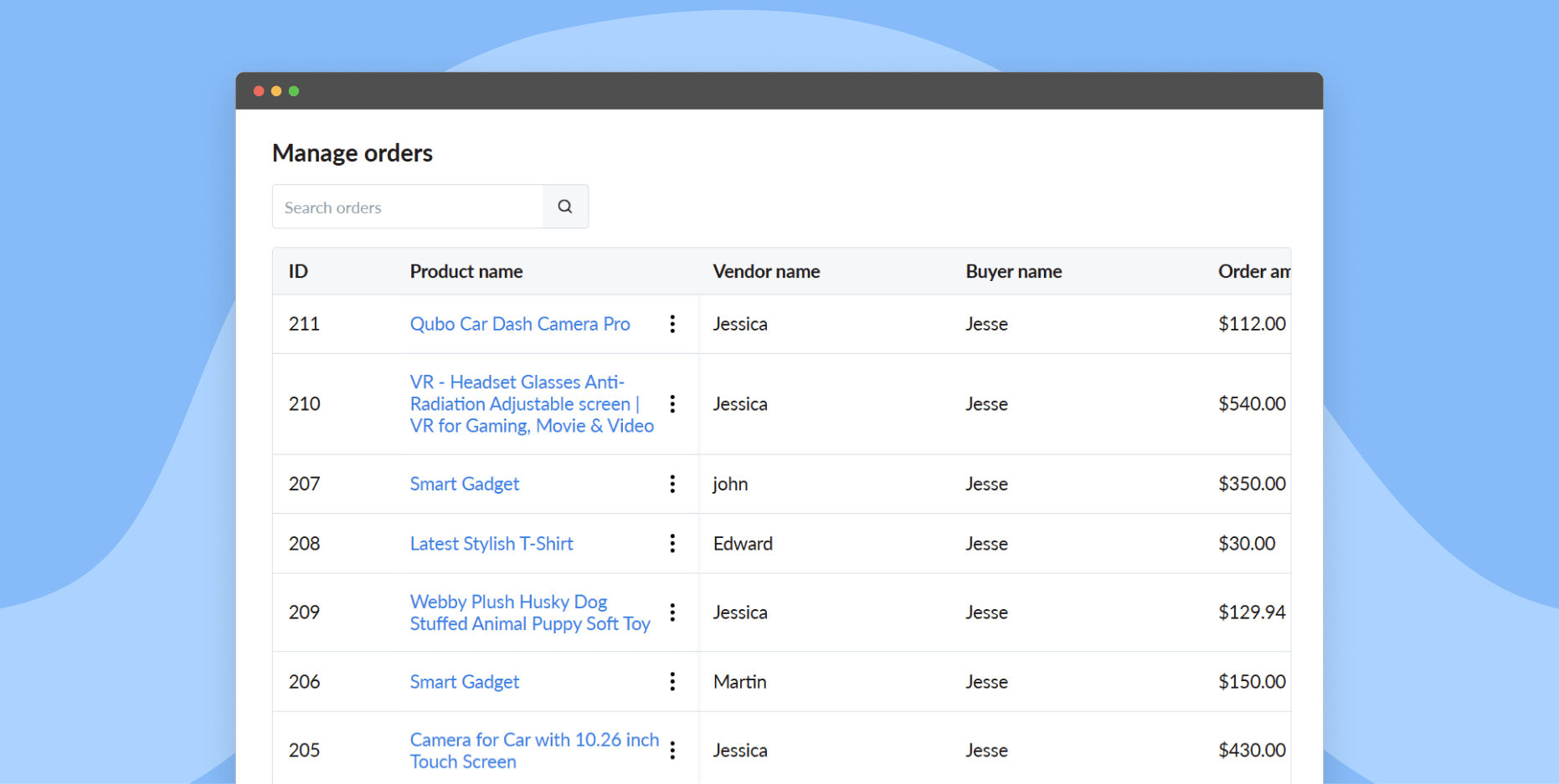 Manage orders